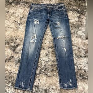 Miss Me Distressed Washed Blue Skinny Jeans